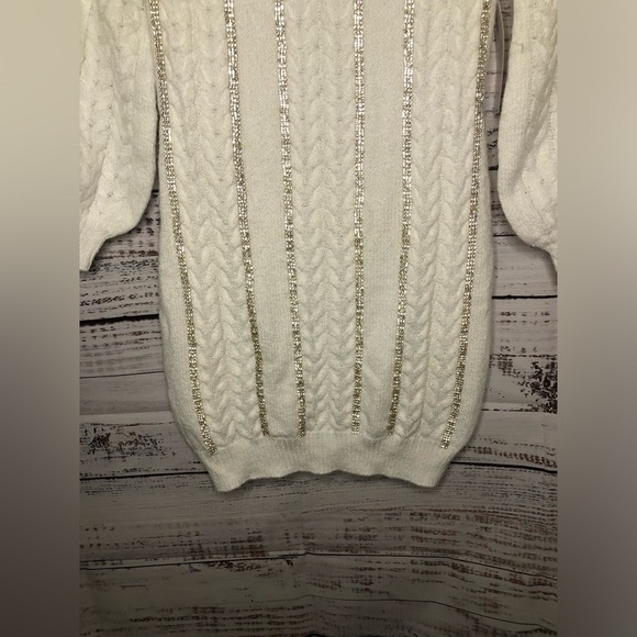 VENUS Off-Shoulder Cable Knit Dress - Cream - Picture 4 of 16